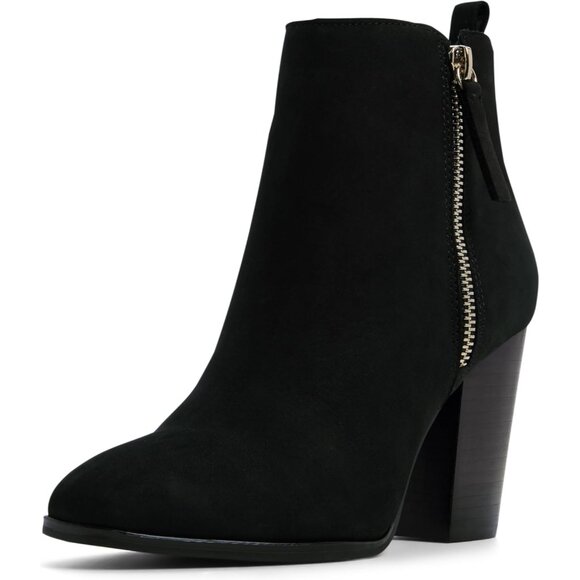 Shoes - Women's Black Suede Noemie Flex Block Heel Flexible Ankle Versatile Booties